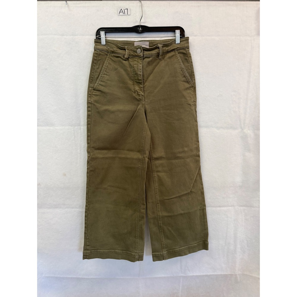 Everlane Womens Wide Leg Crop Pant Olive Green High Rise Size 6 Utility Chino